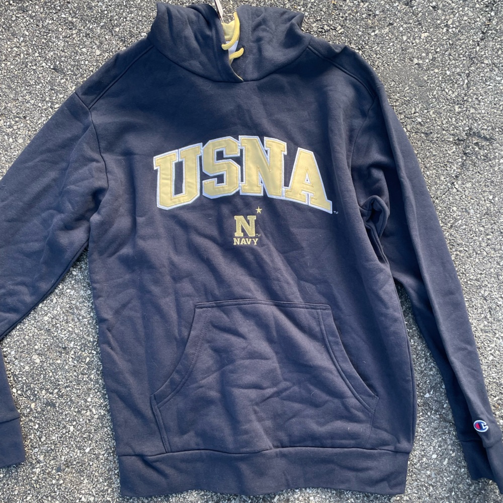 Champion Navy Hoodie with Yellow Accents